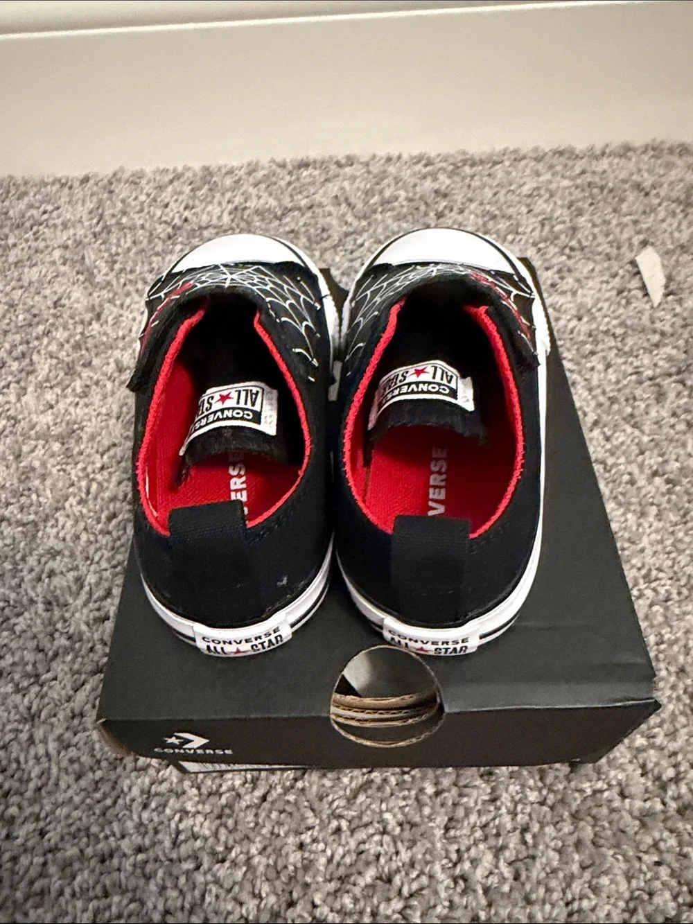Converse Kids Spider Web Slip-On Sneakers - Black & Red